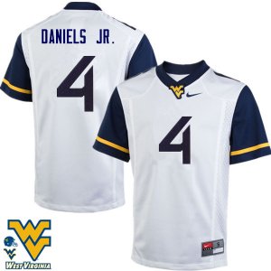 Men's West Virginia Mountaineers NCAA #4 Mike Daniels Jr. White Authentic Nike Stitched College Football Jersey UC15I35VE